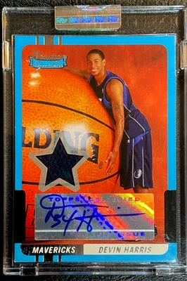 Camiseta autografada 2004-05 Bowman Signature Devin Harris #64 Rookie usada em jogos /399 - Imagem 1 de 2