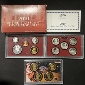 2010-S plata EE. UU. JUEGO DE PRUEBA CON CAJA Y CERTIFICADO DE AUTENTICIDAD 1c 5c 10c 25c 50c $1    - Imagen 1 de 7