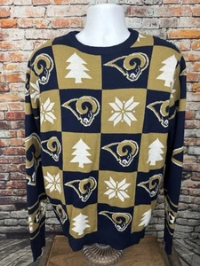 Suéter Los Angeles Rams Navidad Vacaciones NFL Bloque Grande Logo Estampado Grande - Imagen 1 de 6