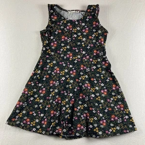 Knitworks Tank Dress Girls Small Black Floral Sleeveless Stretch Casual Comfy - Picture 1 of 8