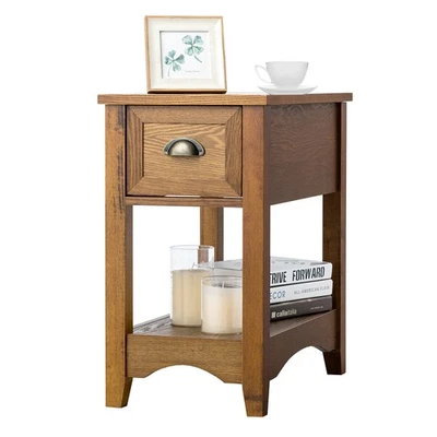 Contemporary Chair Side End Table Compact Table w/ Drawer  Nightstand Tawny - Image 1 of 4