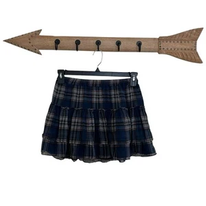Abercrombie & Fitch | Vintage Y2K Blue Silk Plaid Micro Mini Skirt Small RARE - Bild 1 von 6