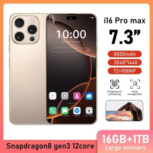 2025New I16 Pro Max 7.3" Global Unlocked Smartphone 1TB Dual SIM Cell Phone - Picture 1 of 30