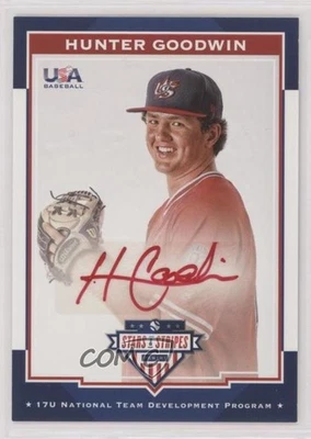 2017 Panini USA Baseball Stars & Stripes Red Ink /10 Hunter Goodwin #25 Auto - Image 1 of 2