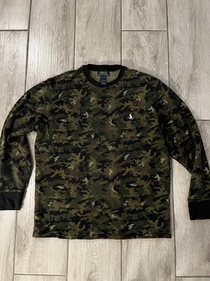 Polo Ralph Lauren De Colección Para Hombres Grande Camuflaje Tejido Gofre Manga Larga Térmico Y2K Foto 1 de 4