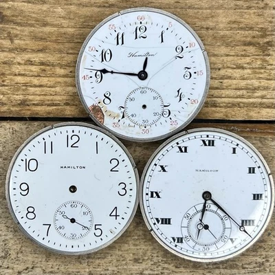 12s Hamilton Pocket Watch Movements - Grade 914 - 17 Jewels, Adjusted 3 Pos - Image 1 of 2