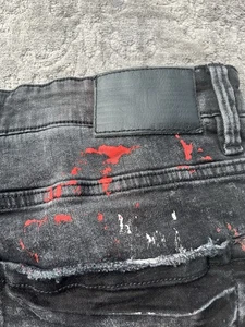 Jeans Jordan Craig Legacy Edition Aaron vernice invecchiata schizzata nero 36x32 - Foto 1 di 7