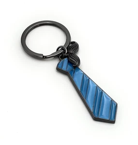 Corbata De Rayas Para Bigote Llavero De Metal Azul Con Anillo - Imagen 1 de 4