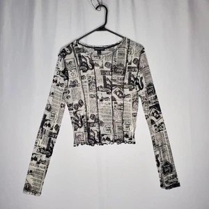 Top corto de malla Streetwear Society Jrs grande escénico tarot punk negro blanco grunge - Imagen 1 de 9