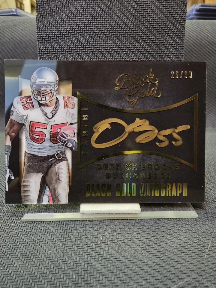 🇨🇦 2015 Panini Oro Negro NFL Derrick Brooks 25/99 Casi Nuevo Gema En Tarjeta Autógrafo Foto 1 de 4