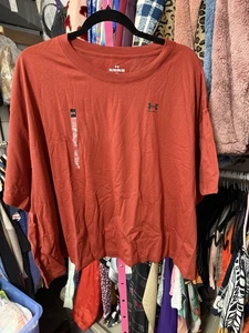 Under Armour Damen Übergröße 3X T-Shirt, Cropped Loose Fit Solid Rost $ 25 Neu - Bild 1 von 8