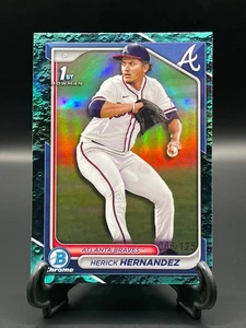 2024 Bowman Draft Chrome #BDC-145 Herick Hernandez 1st Bow Aqua Lunar Ref /125 - Picture 1 of 2