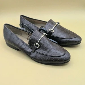 NUEVO CON ETIQUETAS H&M Mujer Patrón Cocodrilo Mocasines, Marrón, Talla 9.5/41 Baja Curación Caballo Bit - Imagen 1 de 10