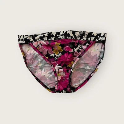 Lane Bryant Cacique Comfort Bliss String Bikini Panty 18/20 Black Pink Floral - Image 1 of 2