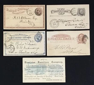 USA -1885/1887 - 5 x PS CARD - F/VF - Picture 1 of 2