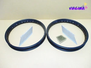 Honda CT90 CT125 CT200 Black Steel Wheel Rim Set & Chrome Spoke Set **VI402** - Picture 1 of 7