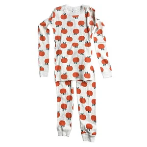 NEW NWT Hanna Andersson Organic Cotton Pumpkin Pajama Set Pants Top Kids SZ 10 - Picture 1 of 7