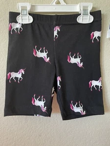 Old Navy Black Unicorn Print Elastic Waist Girls' Jersey Bike Shorts Size XS 5 - Picture 1 of 2