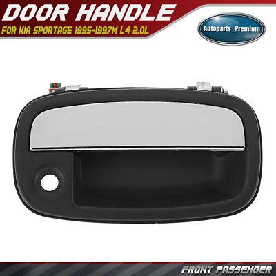 Manija de puerta exterior de textura cromada y negra para pasajero delantero para Kia Sportage 95-97 Foto 1 de 4