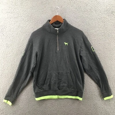 Chaqueta ROSA Victoria Secret Mujer Pequeña Gris Media Cremallera Cuello Simulado Bolsillo Canguro Foto 1 de 4