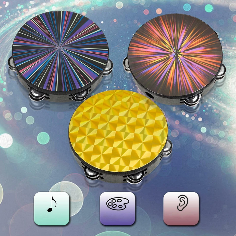 8" Tamburello  Doppia Fila  Tamburello Campanello Tamburo a Mano - Bild 1 von 1