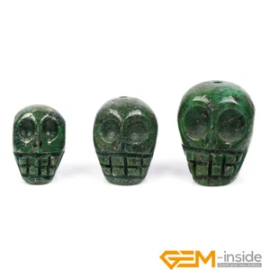 Dyed Green Pyrite Carved Skull Loose Beads For Paracord DIY Jewelry Making 15" - Picture 1 of 36