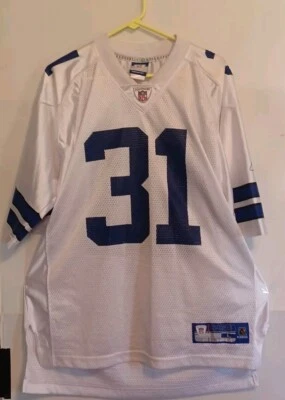 Camiseta deportiva Reebok Roy Williams Dallas Cowboys blanca #31 para hombre adulto grande sobre el campo Foto 1 de 4