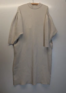 Zara Sweater Dress Size Small Beige Heavy Knitted Long Sleeve Maxi Long Boxy Fit - Picture 1 of 10