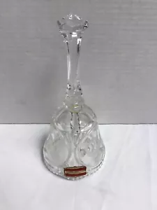 Campana de cristal de plomo alemana de colección cortada a mano a transparente grabado floral - Imagen 1 de 10