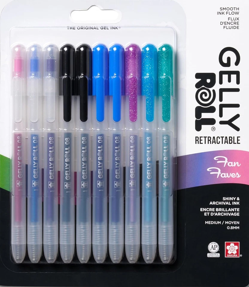 Sakura Gelly Roll Retractable Gel Pens ~ Sparkle Set ~ 10 Count ~ 0.8mm