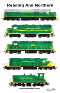 Póster de Reading & Northern Green Locomotoras 11""x17"" firmado por Andy Fletcher - Imagen 1 de 1