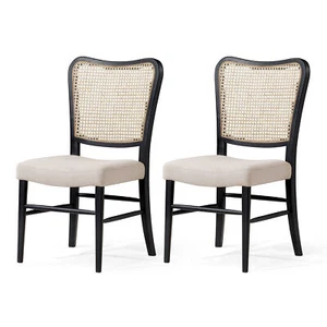 Maven Lane Wooden Chair, Antique Black & Dove Weave Fabric, Set of 2 (Open Box) - Picture 1 of 5