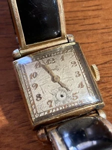 Vintage Milos 17 Jewel Square Art Deco Wristwatch Works missing second hand - Picture 1 of 8