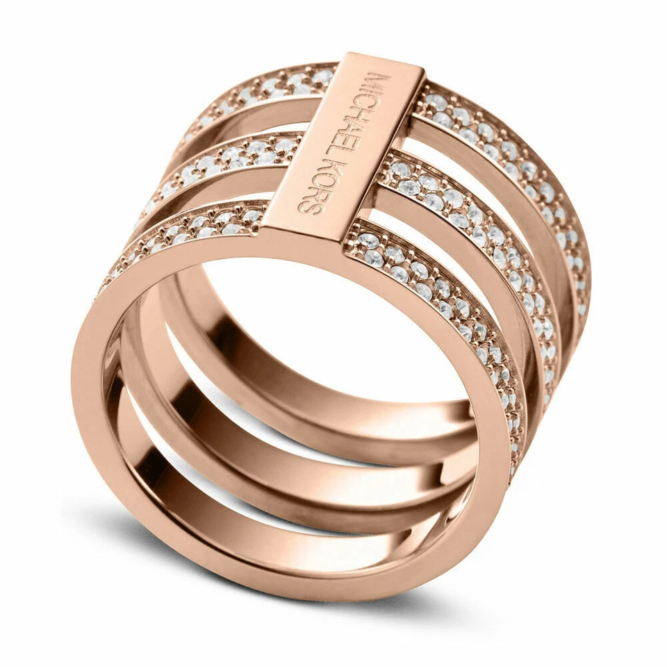 Michael Kors Rose Gold Plated Crystal Ring, MKJ3781791 - Image 1 of 1