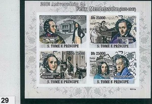 Sao Tome e Principe - ERROR = IMPERF SHEET: FELIX MENDELSSOHN, MUSIC, PIANO - Picture 1 of 1