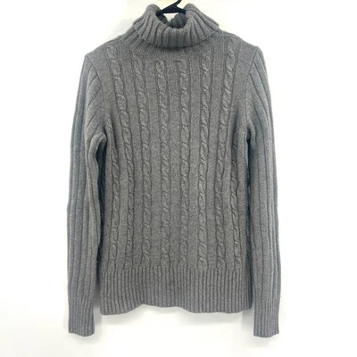 Suéter para mujer J.Crew mezcla de lana angora gris tejido con cable cuello alto mediano Foto 1 de 3