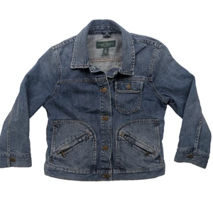 LRL Ralph Lauren Jeans Co Mujer’s S Petite Azul Denim Chaqueta Botón Lavado Mediano - Imagen 1 de 14
