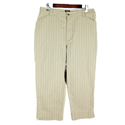 Riders Casuals womens capri pants size 16 beige white striped slit leg tapered - Image 1 of 4