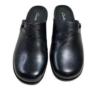 Clarks Damen-Slipper schwarz Leder bequem Clog Größe 8M - Bild 1 von 5