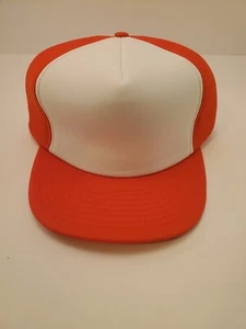 Otto Cap One Size 6 panel foam lined Adjustable back Orange and White - Picture 1 of 6