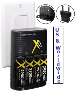 BATTERIA 4 AA + CARICABATTERIE 110/220V PER FUJIFILM FINEPIX HS22EXR - Foto 1 di 6