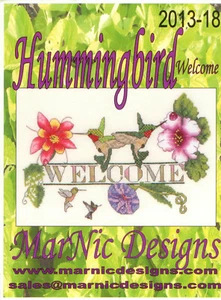 Patrón de punto de cruz de bienvenida colibrí - diseños MarNic - pájaros y flores - Imagen 1 de 3