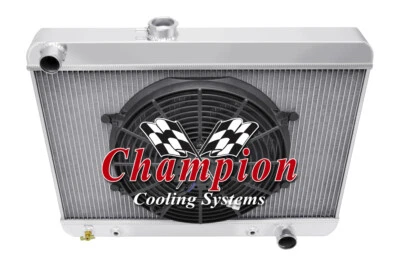 Radiador 4 filas RR Champion 1680S, ventilador de 14" para Pontiac LeMans V8 Eng 1965 66 1967 Foto 1 de 4
