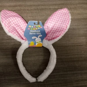 Gingham Easter Bunny Ears Headband - New - Picture 1 of 1