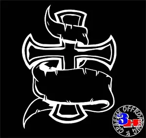 Cross Religious Banner Car Window Vinyl Bumper Sticker Decal - Foto 1 di 1