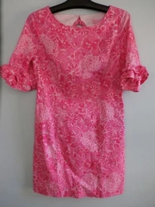 Abito donna Lilly Pulitzer taglia 10 rosa festa Nina Pina fiori frutta volant - Foto 1 di 6
