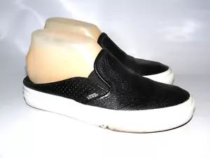 Vans Womens Size 6 M Black Leather Mules Slip On Slides Skateboard Shoes - Picture 1 of 14