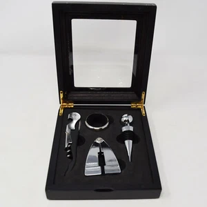 Weinöffner Set 4 Stück Geschenkset Korkenzieher Flaschenöffner Ringstopfen Schneider Box - Bild 1 von 12