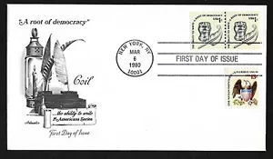 #1811 1c Inkwell & Quill - Artmaster FDC Coil Line Pair +#1596 - Picture 1 of 2