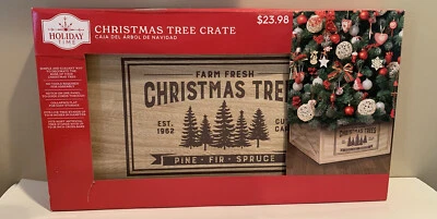 Holiday Time Granja Árbol de Navidad Fresco Caja Falda Soporte 11x20" Madera Natural Foto 1 de 4